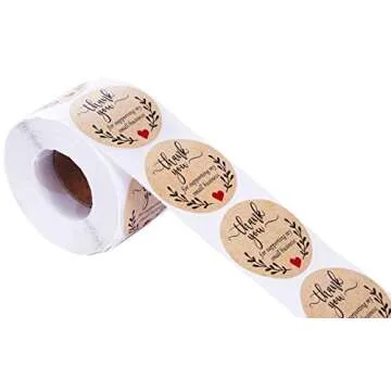2" Thank You for Supporting My Small Business Stickers-Round Kraft Labels for Business, Boutiques, Online Retailers, Crafters, Shops to Use on Bags, Boxes, Packages and Envelope-500 Labels Per Roll