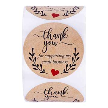 2" Thank You for Supporting My Small Business Stickers-Round Kraft Labels for Business, Boutiques, Online Retailers, Crafters, Shops to Use on Bags, Boxes, Packages and Envelope-500 Labels Per Roll