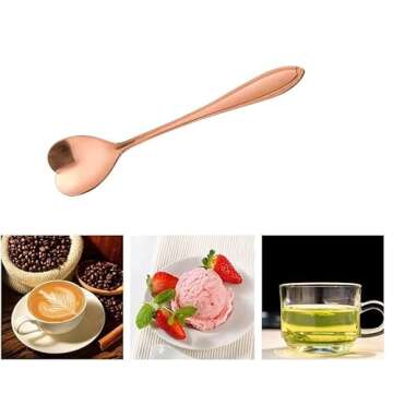 Elegant Heart-Shaped Rose Gold Spoons Set - 10 Pieces