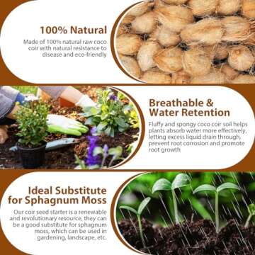 Legigo Pack of 10 Organic Coco Coir Bricks- 100% Natural Compressed Coco Peat Brick Coconut Fiber Substrate with Low EC&pH Balance, Plant Soil Enhance Root Growth for Herbs, Flowers, House Plants