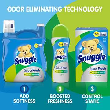 Snuggle Plus Super Fresh Liquid Fabric Softener with Odor Eliminating Technology, Original, 95 Fluid Ounces, 90 Loads