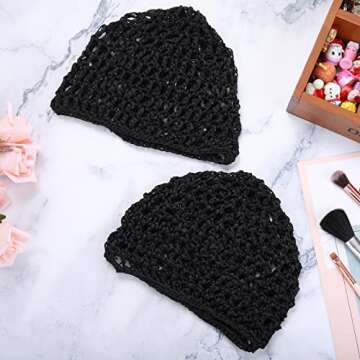 WLLHYF 4 Pack Hair Nets Cap Crochet Knit Snood Bonnets Sleeping Hairnet Fitted Hair Cover Wrap Comfortable Haircare Wave Cap for Keep Curls Ballet Serving Shower Bath Head Circumference 20-22in