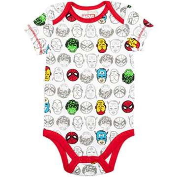 Marvel Baby Boys' Bodysuits - Comfy 5 Pack for Infants