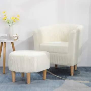 DAZONE Accent Chair Ivory Corduroy Comfort & Style