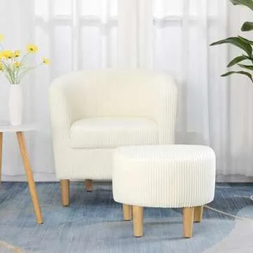 DAZONE Accent Chair Ivory Corduroy Comfort & Style