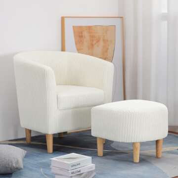 DAZONE Accent Chair Ivory Corduroy Comfort & Style