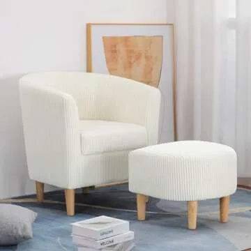 DAZONE Accent Chair Ivory Corduroy Comfort & Style