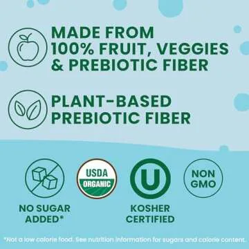 GoGo squeeZ Happy tummieZ Organic Apple Banana Strawberry, 3.2 oz (Pack of 24), Kids Snacks with Prebiotic Fiber, Gluten Free, Nut Free, Dairy Free Gut-Friendly Snack