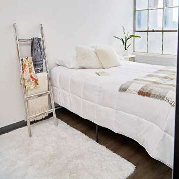 Short Birds Rustic 5ft Blanket Ladder - Farmhouse Home Decor - Quilt/Towels/Throw - Wood - Decorative Shelf - Easy Assembly - Leaning - Padded - White Wash - Dark Brown (White Wash)