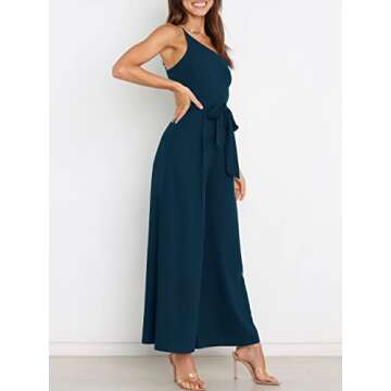 ANRABESS Women Summer Dressy Jumpsuits One Shoulder Sleeveless Casual Wide Leg Pants Romper Jumper 2...