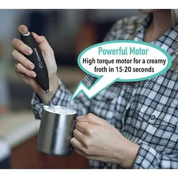 Elementi Milk Frother Wand & Matcha Mixer, Mini Electric Whisk for Coffee - Frother for Coffee - Milk Frother Handheld - Coffee Stirrers Electric Matcha Frother & Hand Whisk (Silver)