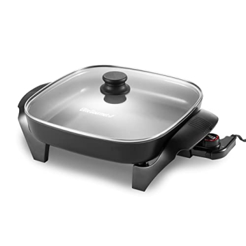 Elite Gourmet 12"x12" Healthy Ceramic Electric Skillet - Perfect for Quick Meals