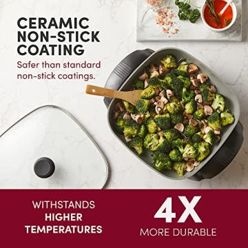 Elite Gourmet 12"x12" Ceramic Electric Skillet for Quick Meals
