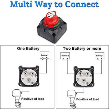 WATERWICH Battery Disconnect Switch Kit 1-2-both-off Isolator Marine Battery Switches 200/1250 Amp W...