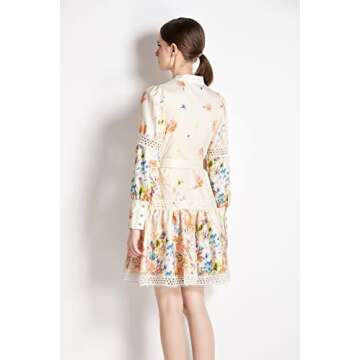 LAI MENG Women’s Puff Sleeve Floral Mini Dress