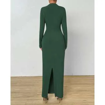 BTFBM Elegant Bodycon Maxi Dress with Long Sleeves