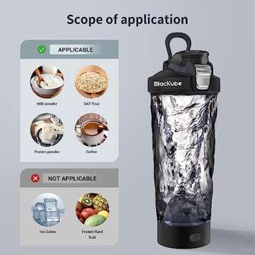 BLACKUBE Electric Protein Shaker Bottles - 24 oz Rechargeable Vortex Mixer Cup | BPA Free | Made with Tritan | For Making Protein Shakes