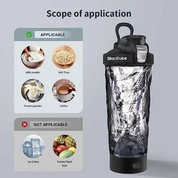 BLACKUBE Electric Protein Shaker Bottles - 24 oz Rechargeable Vortex Mixer Cup | BPA Free | Made with Tritan | For Making Protein Shakes