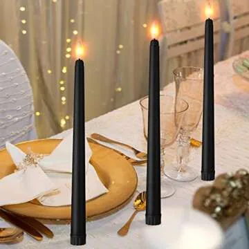 Macarrie 24 Packs Flameless Taper Candles Battery Operated 11 Inch Long Candle Light LED Flameless Candlesticks Fake Candles Flickering Tapered Candles for Wedding, Christmas(Black)