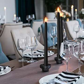 Macarrie 24 Packs Flameless Taper Candles Battery Operated 11 Inch Long Candle Light LED Flameless Candlesticks Fake Candles Flickering Tapered Candles for Wedding, Christmas(Black)