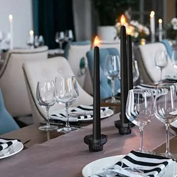 Macarrie 24 Packs Flameless Taper Candles Battery Operated 11 Inch Long Candle Light LED Flameless Candlesticks Fake Candles Flickering Tapered Candles for Wedding, Christmas(Black)