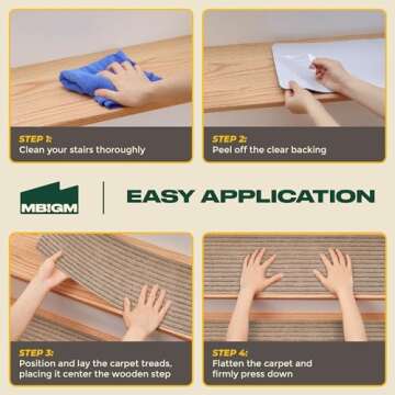 MBIGM 8" X 30" (15 in Pack) Non-Slip Carpet Stair Treads Non-Skid Safety Rug Slip Resistant Indoor Runner for Kids Elders & Pets with Reusable Adhesive - Cornstalk - Carpet Pads for Stairs