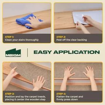 MBIGM 8" X 30" (15 in Pack) Non-Slip Carpet Stair Treads Non-Skid Safety Rug Slip Resistant Indoor Runner for Kids Elders & Pets with Reusable Adhesive - Cornstalk - Carpet Pads for Stairs