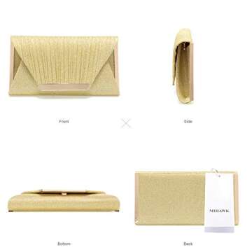 Mihawk Gold clutch purses for women evening bags and clutches for women evening bag purses and handbags evening clutch purse(Gold)