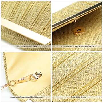 Mihawk Gold clutch purses for women evening bags and clutches for women evening bag purses and handbags evening clutch purse(Gold)