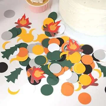 VAVAYAO 210PCS Little Explorer Confetti - Camping Party, the First Birthday Bonfire, Adventure, a Happy Camper Dessert Table Decoration, Birthday Party Supplies and Decorative Confetti.
