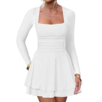 Kaximil Women's Square Neck Ruffle Hem Mini Dress for All Occasions