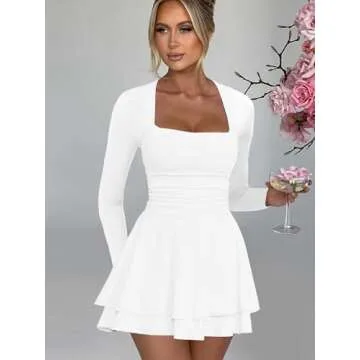 Kaximil Women's Elegant Square Neck Mini Dress