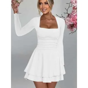 Kaximil Women's Elegant Square Neck Mini Dress