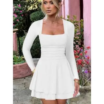 Kaximil Women's Elegant Square Neck Mini Dress