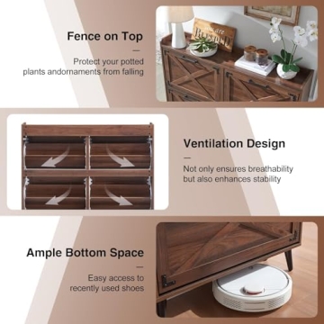 Barnyatoh Shoe Storage Cabinet with Farmhouse Design