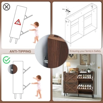 Barnyatoh Shoe Storage Cabinet with Farmhouse Design