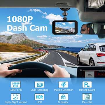 1080P Full HD Dash Camera for Cars, Diamond Lark Dash Cam Front with 32G SD Card, 3”LCD Screen, 17...