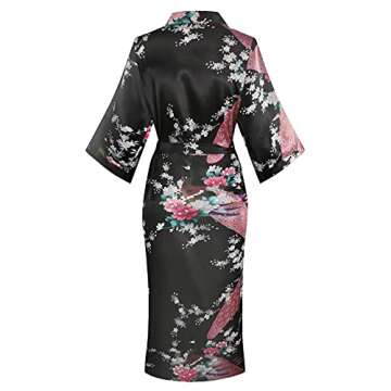 Valennia Peacock Robe Floral Kimono Gown for Women