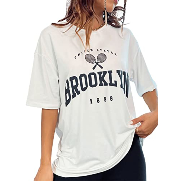 Verdusa Women’s Casual Crewneck Oversized Tee - Chic & Comfy in White