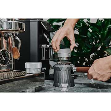 IKAPE Coffee Products, 53MM Coffee Distributor, Gravity Adaptive Espresso Distributor Fits All 54MM Espresso Portafilter, Compatible with 54MM Breville Bottomless Portafilter (Silver)
