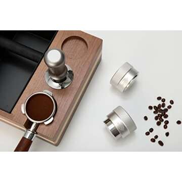 IKAPE Coffee Products, 53MM Coffee Distributor, Gravity Adaptive Espresso Distributor Fits All 54MM Espresso Portafilter, Compatible with 54MM Breville Bottomless Portafilter (Silver)