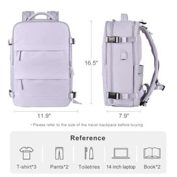 Carry On Backpack for Women - Waterproof Airline Approved Travel Backpack Purple