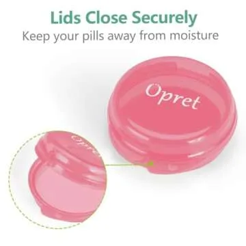 Opret Small Pill Box (3 Pcs), Cute Pill Case Portable for Pocket Purse Briefcase Travel Pills Box Medicine Storage Container Earplug Case (Rose&Blue&Purple)