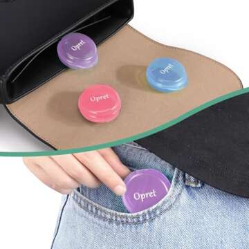 Opret Small Pill Box (3 Pcs), Cute Pill Case Portable for Pocket Purse Briefcase Travel Pills Box Medicine Storage Container Earplug Case (Rose&Blue&Purple)