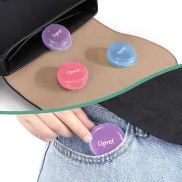 Opret Small Pill Box (3 Pcs), Cute Pill Case Portable for Pocket Purse Briefcase Travel Pills Box Medicine Storage Container Earplug Case (Rose&Blue&Purple)