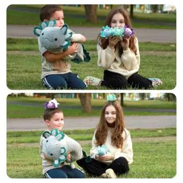 BENINY 4Pcs Axolotl Plush, Long Axolotl Stuffed Animal Mommy 24 inch with 3 Baby Axolotl Plushies in Tummy, Axolotl Plushie Pillow Gifts for Kids Girls Boys