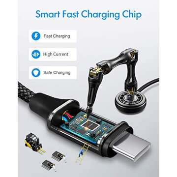 TOSUPERS 10ft USB C to C Cable Fast Charging 60W