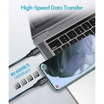 TOSUPERS 10ft USB C to C Cable Fast Charging 60W