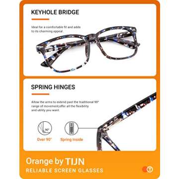 TIJN Blue Light Blocking Glasses for Unisex Stylish Comfort