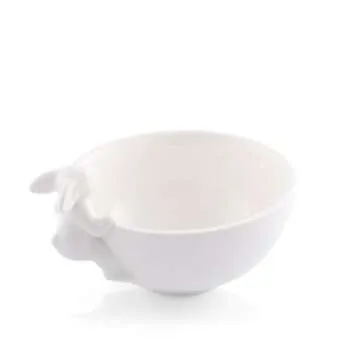 Arthur Court White Stoneware Climbing Bunny Small Bowl, Perfect for Easter Candy/Dips, Durable and Easy to Clean, Adds Whimsy to Table Settings and Celebrations - Easter Gift